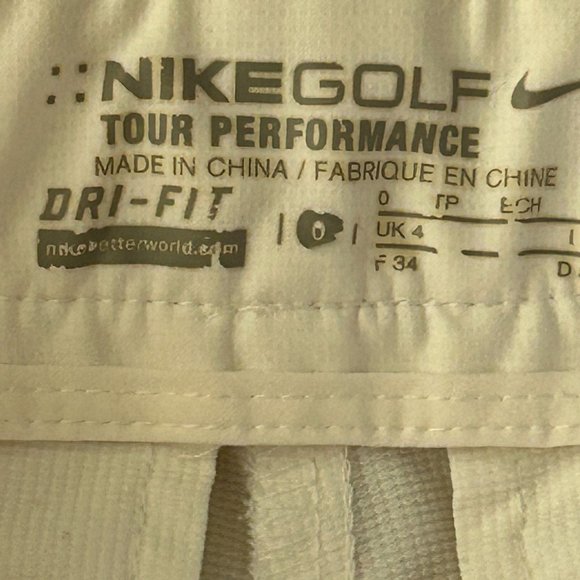 Nike Golf  - Tour Performance, Dri-Fit White Shorts - Size 0 - Picture 7 of 8